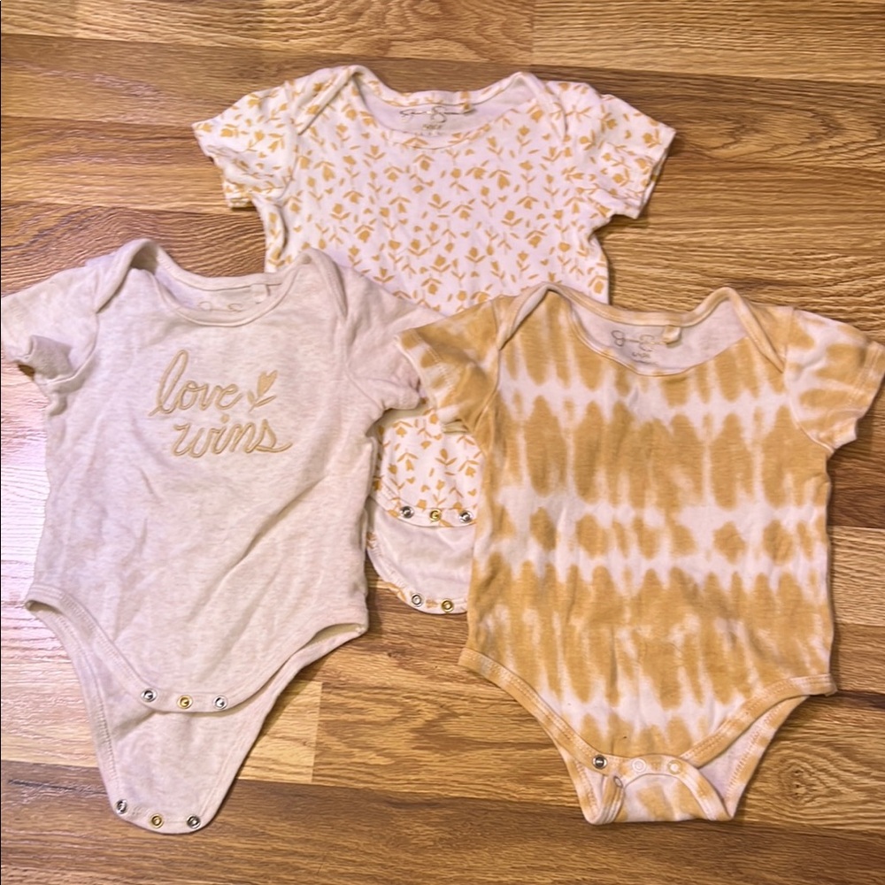 Yellow and Cream Kids One Pieces Set of 3